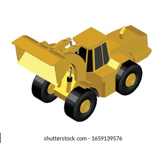 3d isometric wheel loader vector
