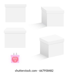 3d and isometric white box set. Vector template for design