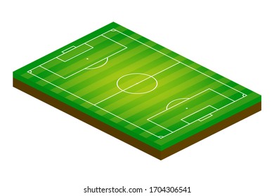 3D isometric world football field. Sport theme vector illustration, soccer sports field, stadium. Isolated editable design element for infographics, banner