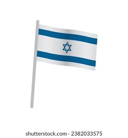 3D Israel flag icon with pole vector template illustration logo design