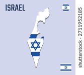3D Israel map with flag, Three dimensional map of Israel with shadow
