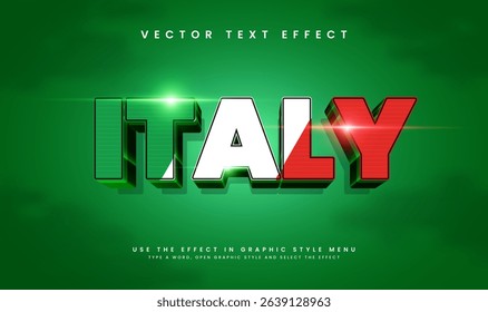 3d Italy modern style, editable vector text effect. Suitable for celebrating italy event theme.