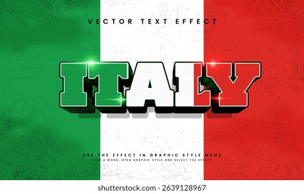 3d Italy modern style, editable vector text effect. Suitable for celebrating italy event theme.