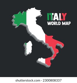 3d Italy world map combined using color of Italy flag