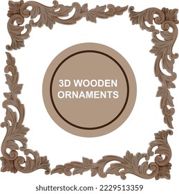 Vector de adornos de madera para elementos 3D 