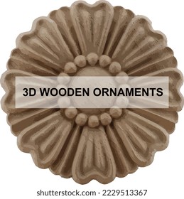 3D items Wooden Ornaments vector 