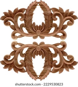 3D items wooden vector ornaments