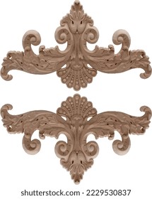3D items wooden vector ornaments