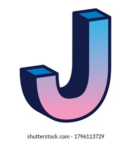 3d j letter design, lettering typography retro and comic theme Vector illustration