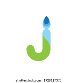 3D J letter with water drop logo design vector