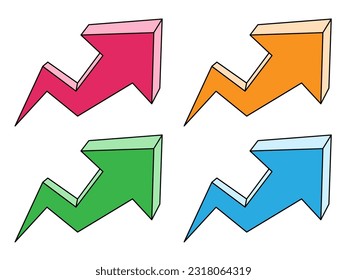 Flecha frontal ascendente 3D con ajuste de color 4 con contorno