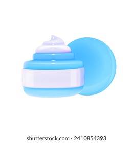 3D jar with cream swirl isolated on white background.