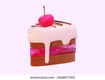 3D Jelly cake with cherries and pink icing