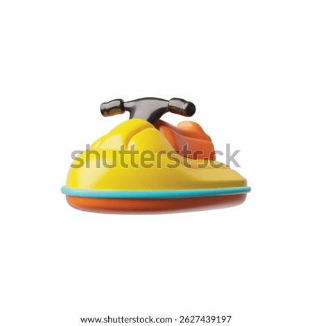 3d jet ski icon in yellow. Vehicle For recreation and extreme sports. Equipment for summer leisure and entertainment. Cartoon style. Isolated background. Vector illustration. Rendering.