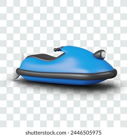 3D jet ski lies on surface. Vector illustration with reflections and shadows