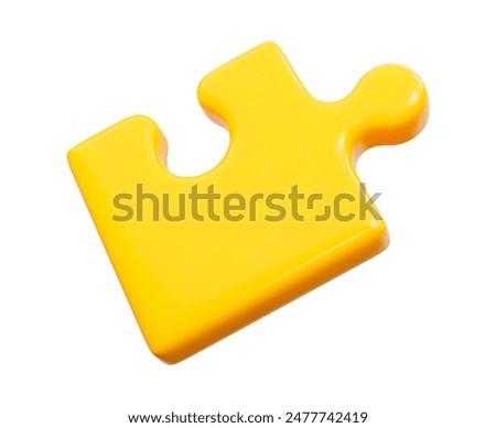 3d jigsaw puzzle piece yellow on isolated background. Stock vector illustration.	
