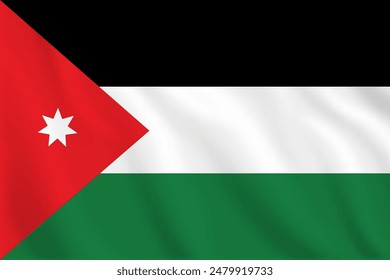 3D Jordan waving flag pattern background. Realistic national flag design. Abstract vector template.