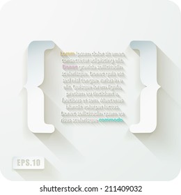 3d Joyful the curly braces of cut paper concave vector