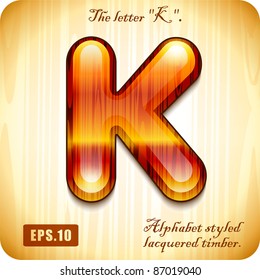  3d Joyful Decorative lacquer The letter "K" alphabet styled expensive wood. Eps 10.
The rest of uppercase and lowercase letters and numbers of the alphabet in my portfolio.