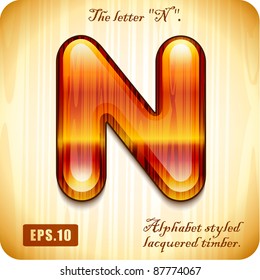  3d Joyful Decorative lacquer The letter "N" alphabet styled expensive wood. Eps 10.
The rest of uppercase and lowercase letters and numbers of the alphabet in my portfolio.