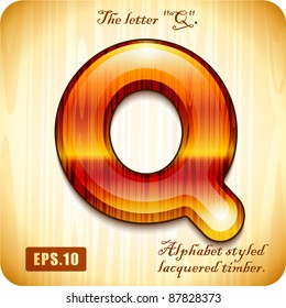  3d Joyful Decorative lacquer The letter "Q" alphabet styled expensive wood. Eps 10.
The rest of uppercase and lowercase letters and numbers of the alphabet in my portfolio.
