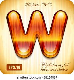  3d Joyful Decorative lacquer The letter "W" alphabet styled expensive wood. Eps 10.
The rest of uppercase and lowercase letters and numbers of the alphabet in my portfolio.
