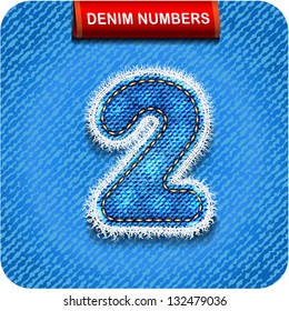 3d Joyful denim number "2". Eps 10. The rest of uppercase and lowercase letters, symbols and numbers of the alphabet in my portfolio.