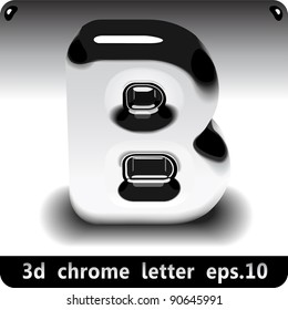 3d Joyful The letter "B" alphabet styled chrome-plated metal. Monochrome, black and white. Eps 10.