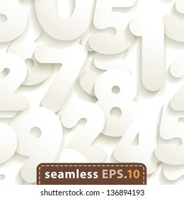 3d Joyful seamless pattern of cut paper vector numbers.  Eps 10.