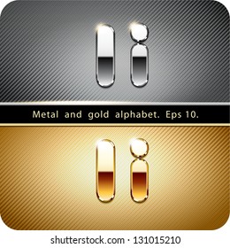 3d Joyful Set Of Chrome Metal And Gold Vector Alphabet. The Letter 