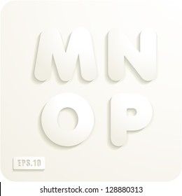 3d Joyful set of cut paper vector letters, M,N,O,P. Eps 10. The rest of uppercase and lowercase letters, symbols and numbers of the alphabet in my portfolio.