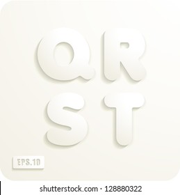 3d Joyful set of cut paper vector letters, Q,R,S,T. Eps 10. The rest of uppercase and lowercase letters, symbols and numbers of the alphabet in my portfolio.