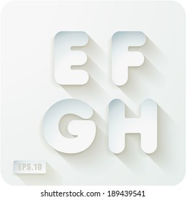 3d Joyful set of cut paper vector concave alphabet  letters E,F,G,H. Eps 10. The rest of uppercase and lowercase letters, symbols and numbers of the alphabet in my portfolio.