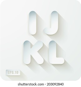 3d Joyful set of cut paper vector concave alphabet  letters.Uppercase letter I, letter J, letter K, letter L. Eps 10