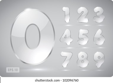 3d Joyful set of transparent vector glass numbers, from 1 to 0. Eps 10. The rest of uppercase and lowercase letters, and symbols of the alphabet in my portfolio.