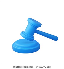 3d judge gavel. Judge arbitrate courthouse concept. Auction court hammer bid authority symbol, Law concept. 3d rendering. Vector illustration