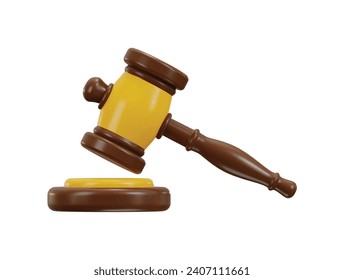 3d judge gavel icon or 3d judgement hammer law gavel icon illustration