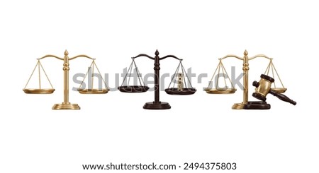 3D Justice icon set on Scale and gavel icon concept of justice scale icon 3d rendering vector illustration