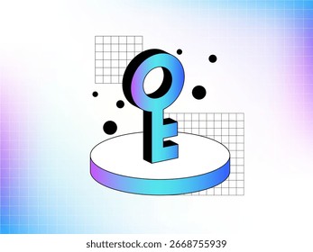 Diseño de objetos 3D de color neón para Claude Cube Iconos clave Diseño de Vector