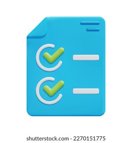 3d key activities icon vector. Isolated on white background. 3d business model, business and finance concept. Cartoon minimal style. 3d check list icon vector render illustration.