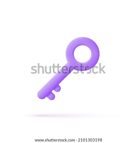 3d key icon isolated on white background. Trendy and modern vector in 3d style. Can be used for many purposes.