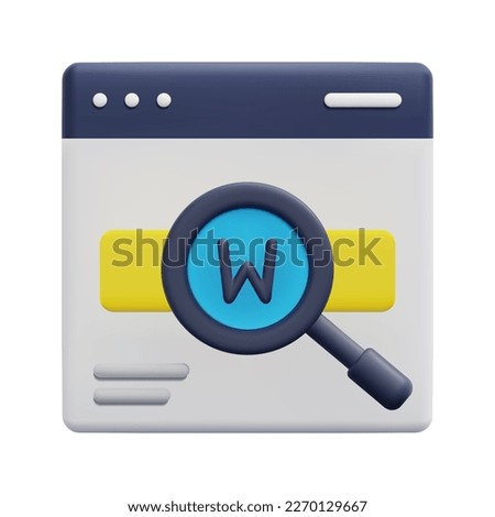 3d keyword research and website icon vector. Isolated on white background. 3d seo and marketing concept. Cartoon minimal style. 3d seo optimization icon vector render illustration.