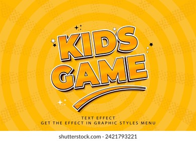 3D Kids Game - Editable Text Effect Cartoon template design