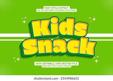 3d Kids Snack Green Cartoon Editable Text Effect