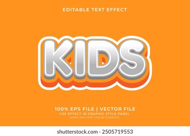 3D Kids style text effect editable vector. Colorful text effect