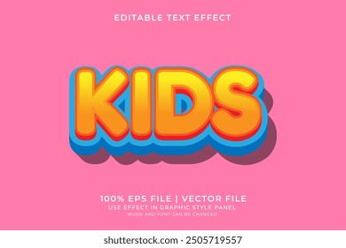 3D Kids style text effect editable vector. Colorful text effect