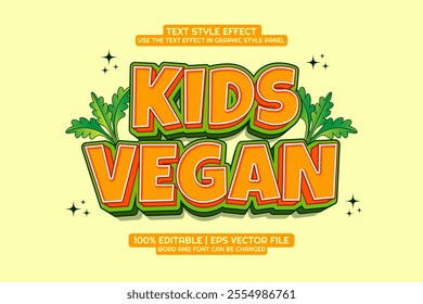 3d Kids Vegan Cartoon Editable Text Effect