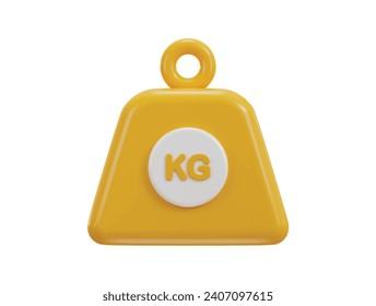 3d kilogram weight icon. metal old kg weight sign. metal weight kilogram heavy icon