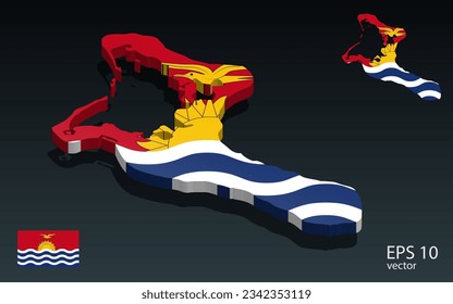 3D kiribati map and flag . 3D shape design . Independence day concept . Perspective view . Vector