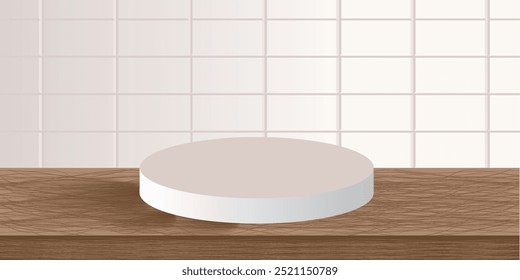 3D kitchen podium display product Empty background vector illustration design concept